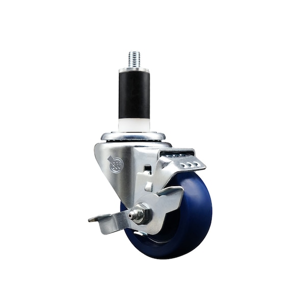 3.5'' SS Solid Poly Swivel 1-3/8'' Expanding Stem Caster with Brake